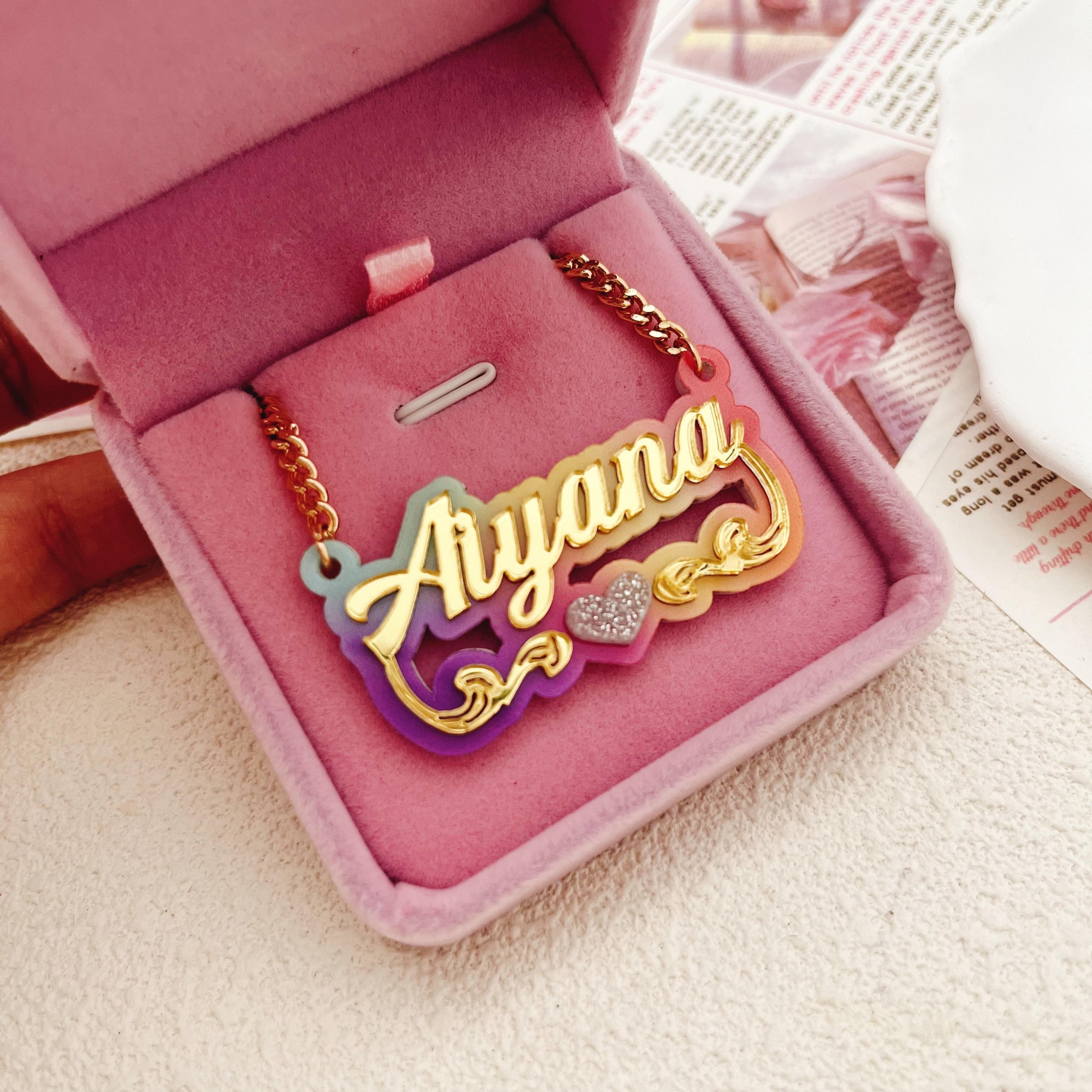 

Personalized Rainbow Acrylic Name Necklace - Bling & , & Symbols, Perfect Gift For Women