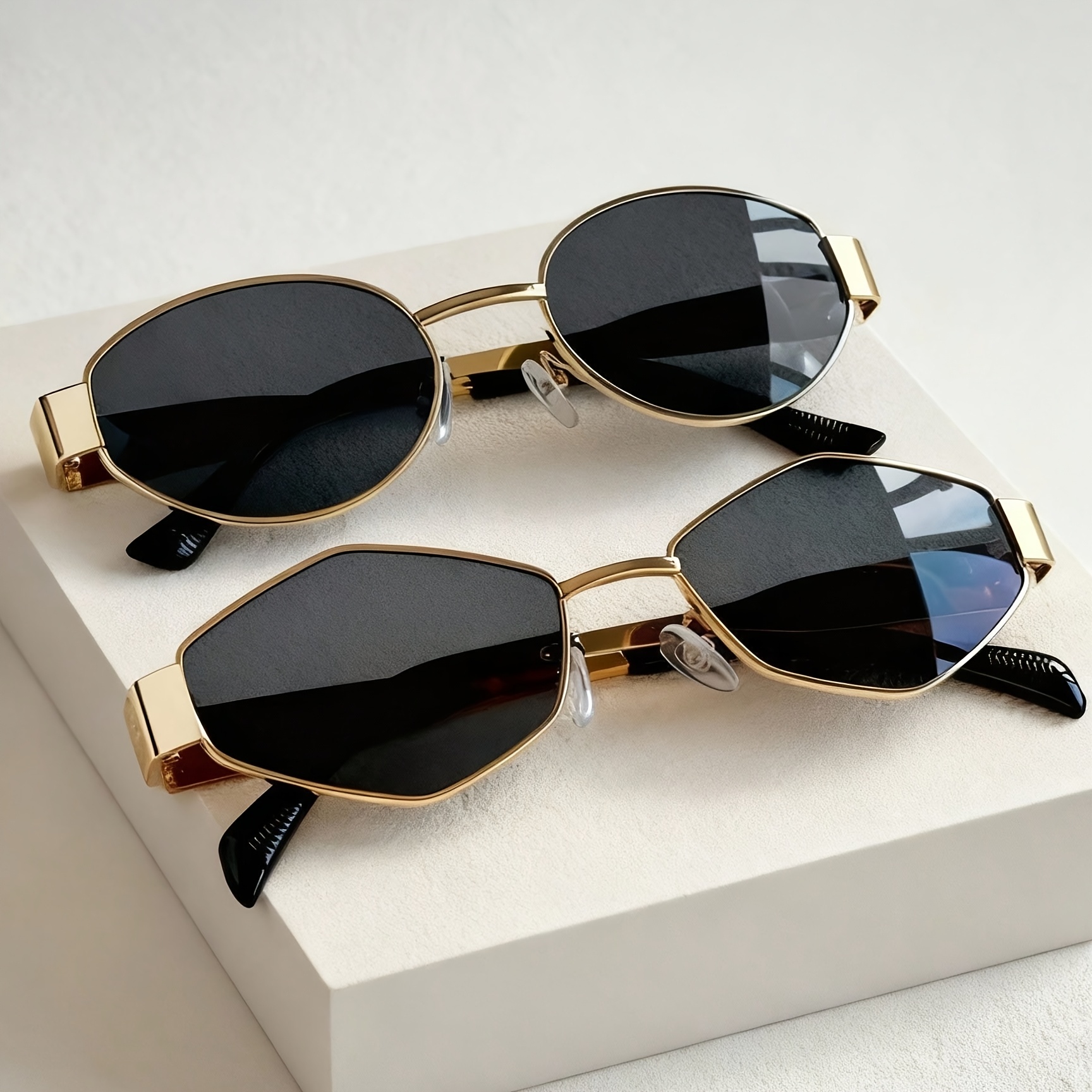 2pcs summer womens fashion glasses vintage oval metal frame unisex eyewear for daily   and street style photography