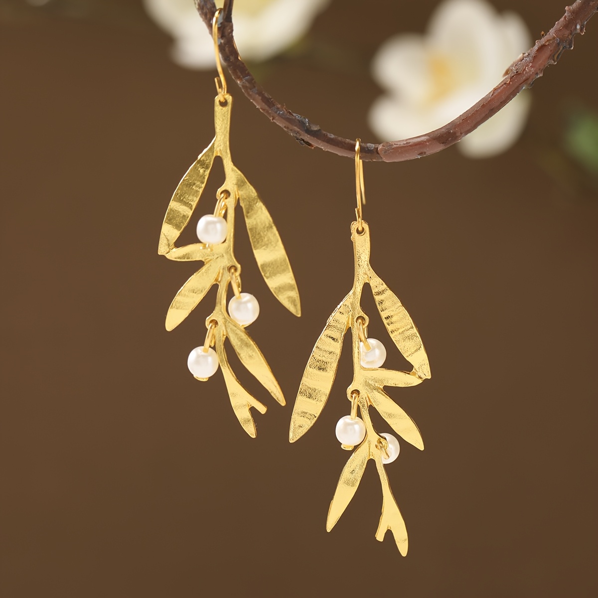 TEMU French Retro Style Distressed Shaped Long Women's Earrings Suitable For Literary Ancient Style Banquet Daily Wear Matching Jewelry