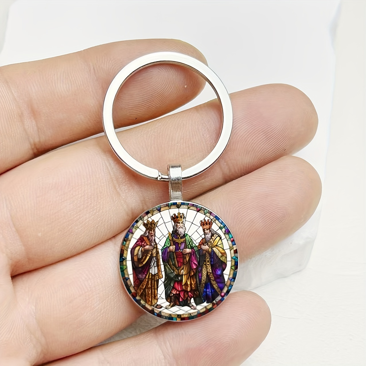 

2pcs Keychain Set, Alloy Round Key For Bag Accessories, Car Pendants, Christmas, , - Decorative Ladies Keychain