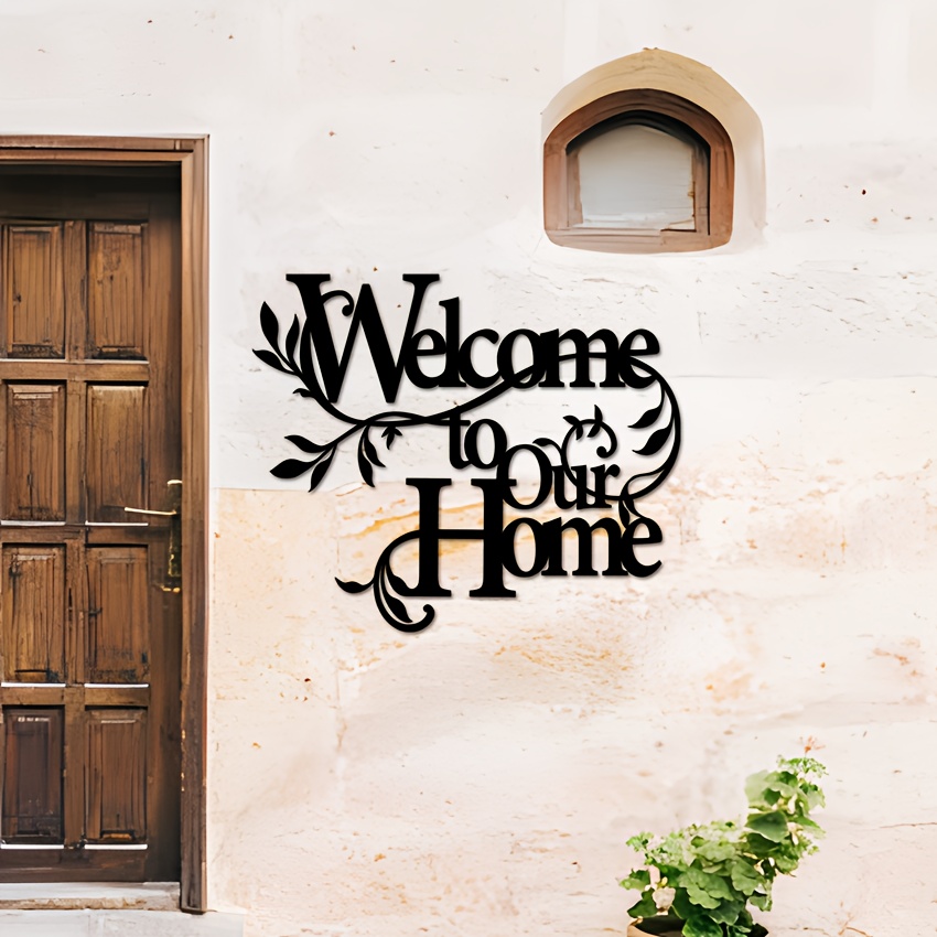 

Room Decor 1pc Iron Welcome To Wall Sign, Metal Engraved Craft, Decorative Wall Hanging, For Front Door, Porch, Living Room, Garden, Ideal Housewarming Gift