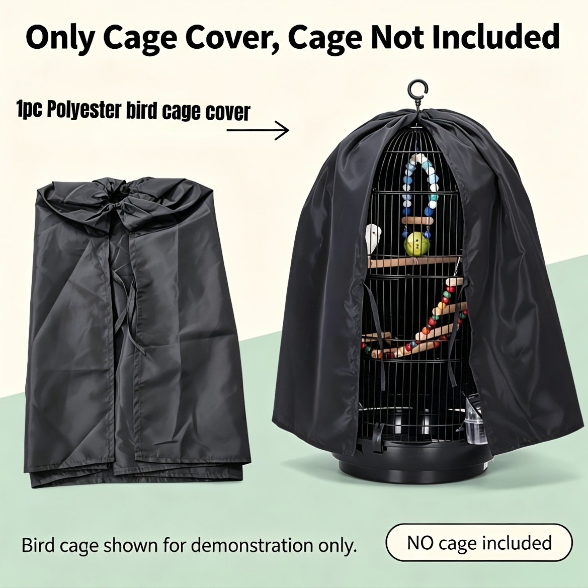 TEMU 1pc Bird Cage Cloak With Shading And Function, Cape- Fits Small/medium Parrot Cages, A Quiet Resting Environment For Birds (cage Not Included)