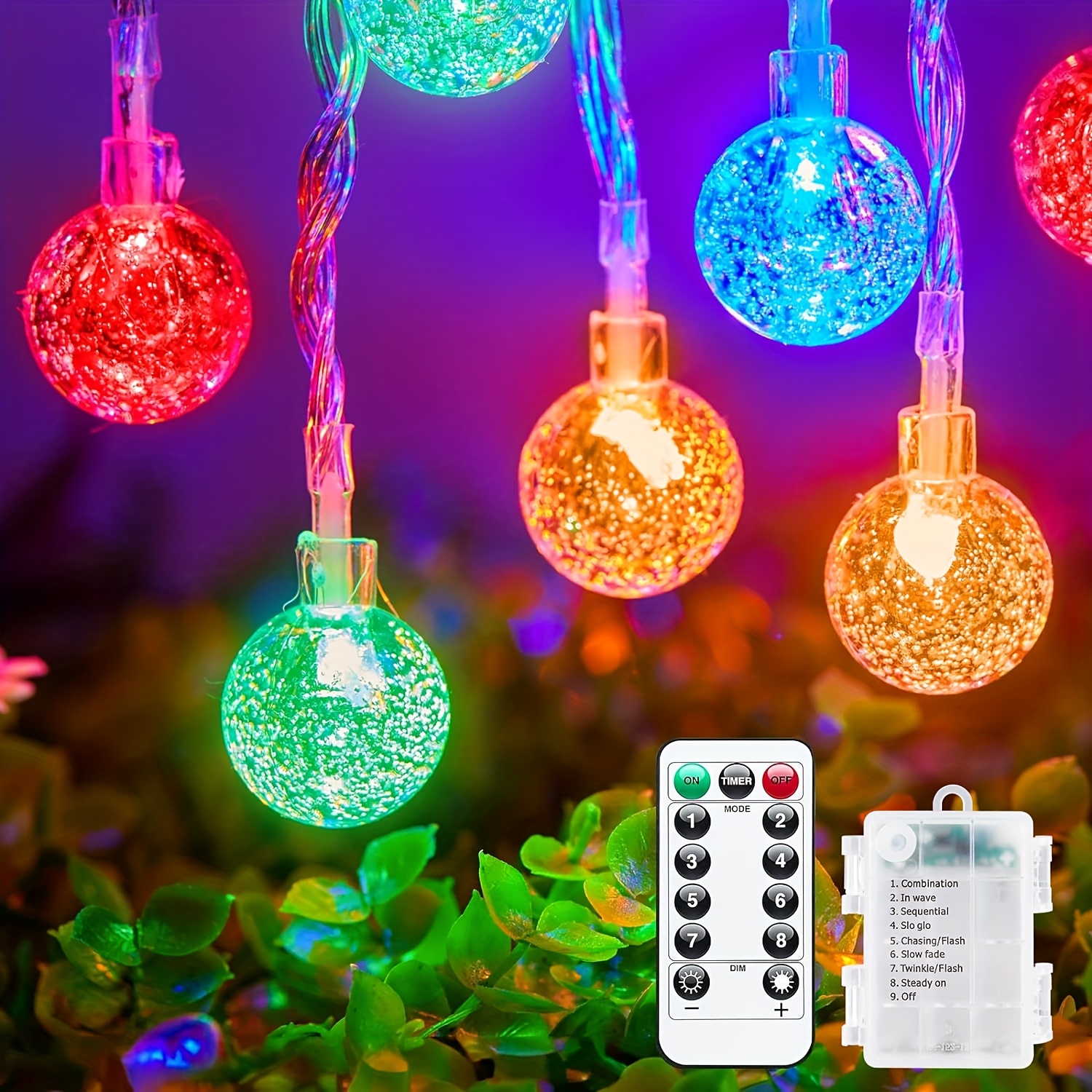 TEMU Buiten String Lights Batterijgevoed 39FT 120LED Batterijgevoede String Lights Binnen Waterdicht Mini Lights Met Afstandsbediening Timer 8
