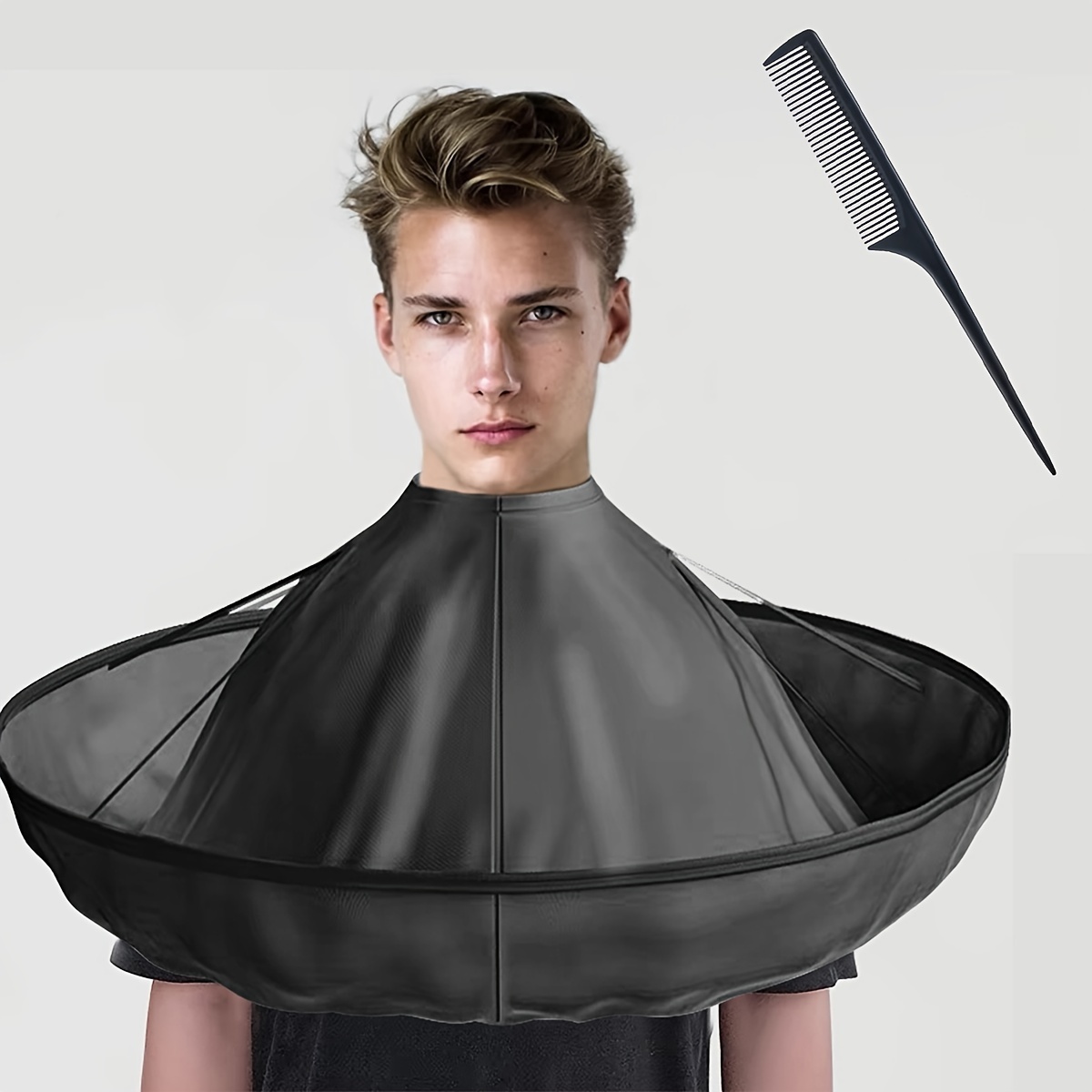 Haircut Cape With Comb - Foldable Barber Apron For Salon & Home Use, Ideal For All Hair Types - In White, Black, Blue