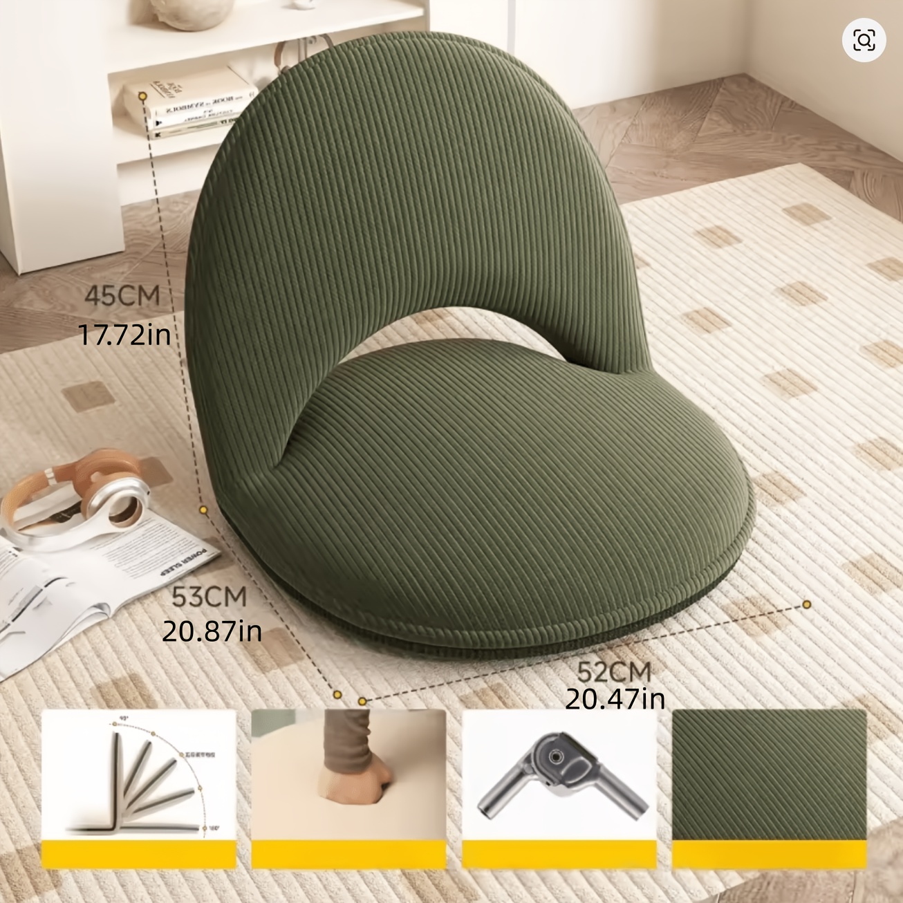 TEMU 1pc Foldable Sofa Recliner, Ergonomic Lazy Sofa/camping Stool With 5 Adjustable Levels, Suitable For Living Rooms, Bedrooms, Camping, Concerts,