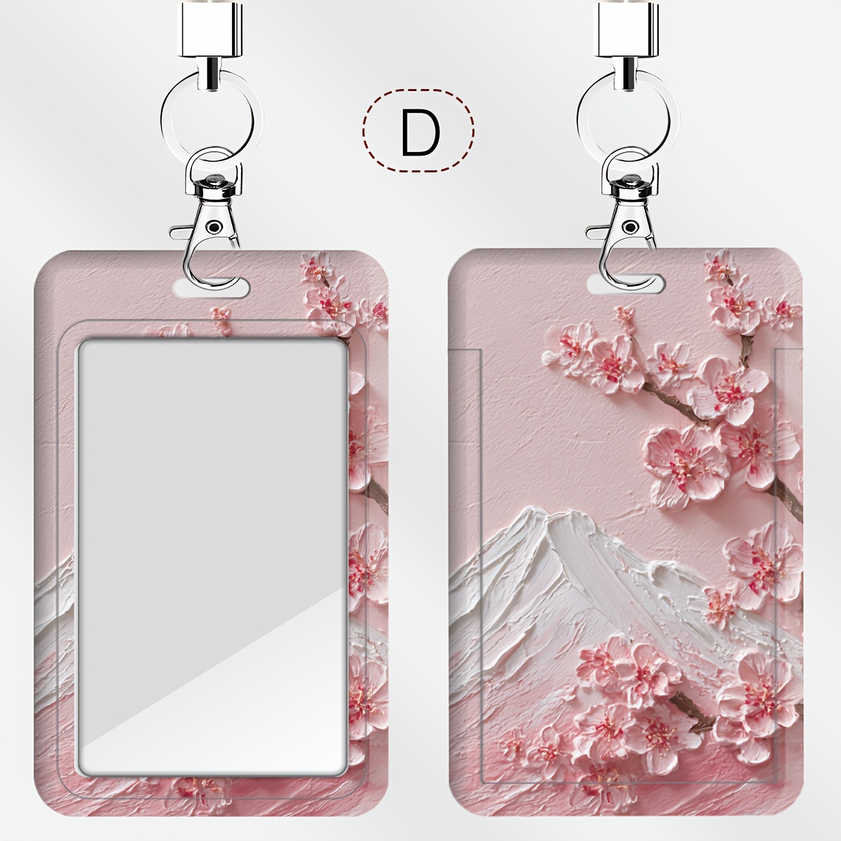 E-shop Kartenhalter im 2D-Ölgemälde-Stil der Schneeberg- Rosen-Serie, geeignet für Arzt-/Krankenschwester-Ausweise, Fahrkarten Studentenausweise, mit