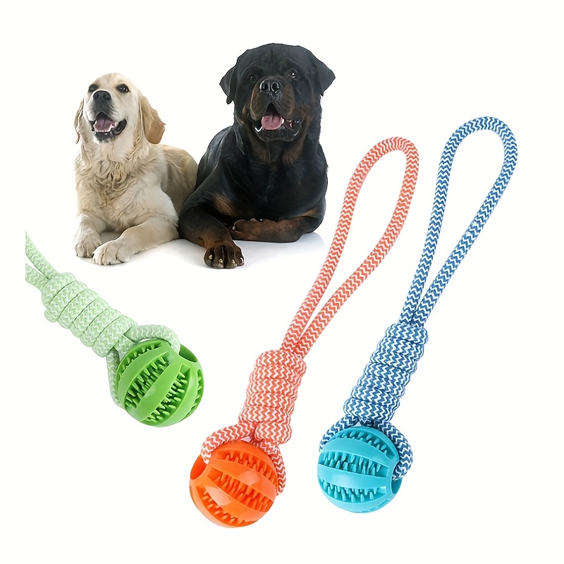 

1pc Braided Rope Knot Toy Ball With Handle For Dogs - Chew-resistant, Food-dispensing Interactive Play & Training Toy /orange, Blue/white, Teal/white For Small To Medium Breeds