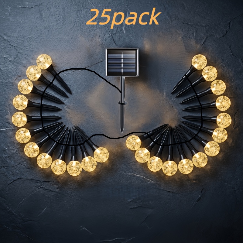 TEMU 25 Pack Solar Outdoor Stake Bubble Ball Lights, Smart Led Ambient Decor Lights For Garden & Yard, 8 Lighting , Rating, Ideal For Flower Beds,