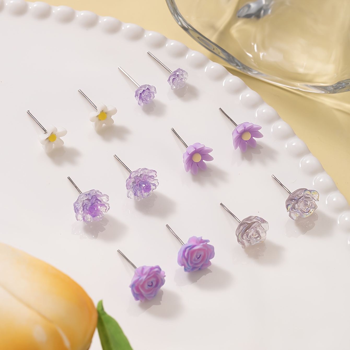 6 Pairs Multi-Color Flower Earrings Set, Elegant & Fashionable