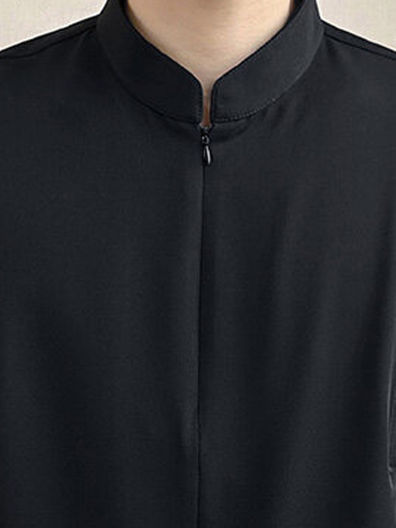 Men'S Vintage-Inspired Breathable Short Sleeve Shirt with Stand Collar & Zipper Front - Lightweight Casual Summer Blazer for Casual Attire, Black Pants & Accessories, Vintage Shirt
