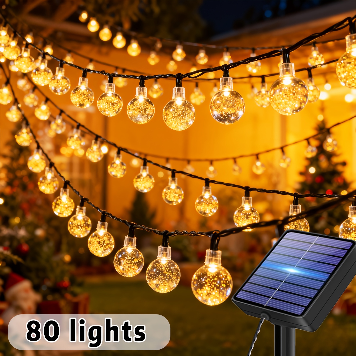 Image of 1 Pack Outdoor Solar Bubble Lights 30/60/80 Leds Hanging Garden Decorative Lights 12 Lighting 20mm Diameter Party Fence Yard Wedding Christmas Ambient Decor