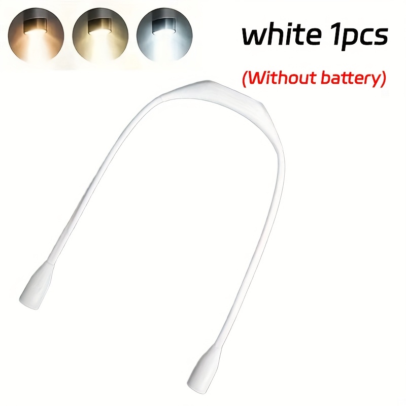 Image of 1pc Led Neck-mounted Reading Light, Bed Book Light, Tri-color Dimming, Portable, 360-degree Bend, Battery-powered, Suitable For Bedtime Reading, Running, Office(batteries Not Included)