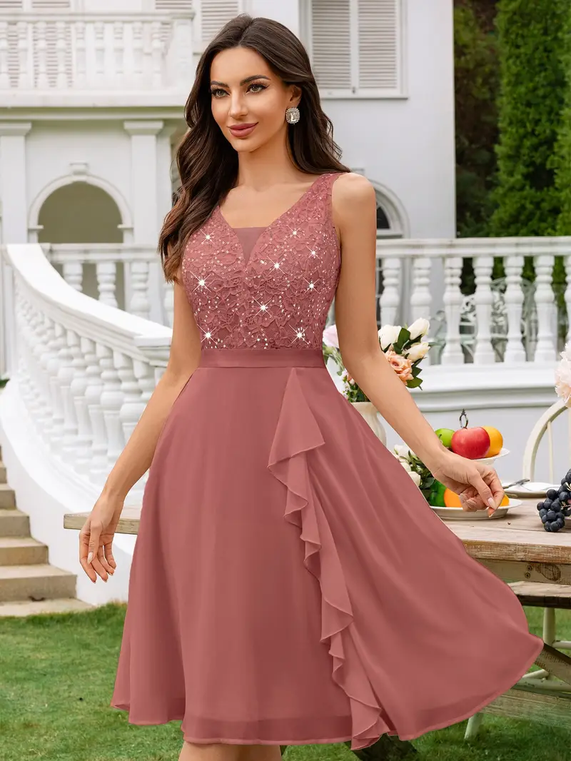 women elegant sequins bridesmaid dresses Floor Length Sequin Blue Bridesmaid Dress Plus Size Medium Blue Bridesmaid Dresses Elegant V Neck Sequin