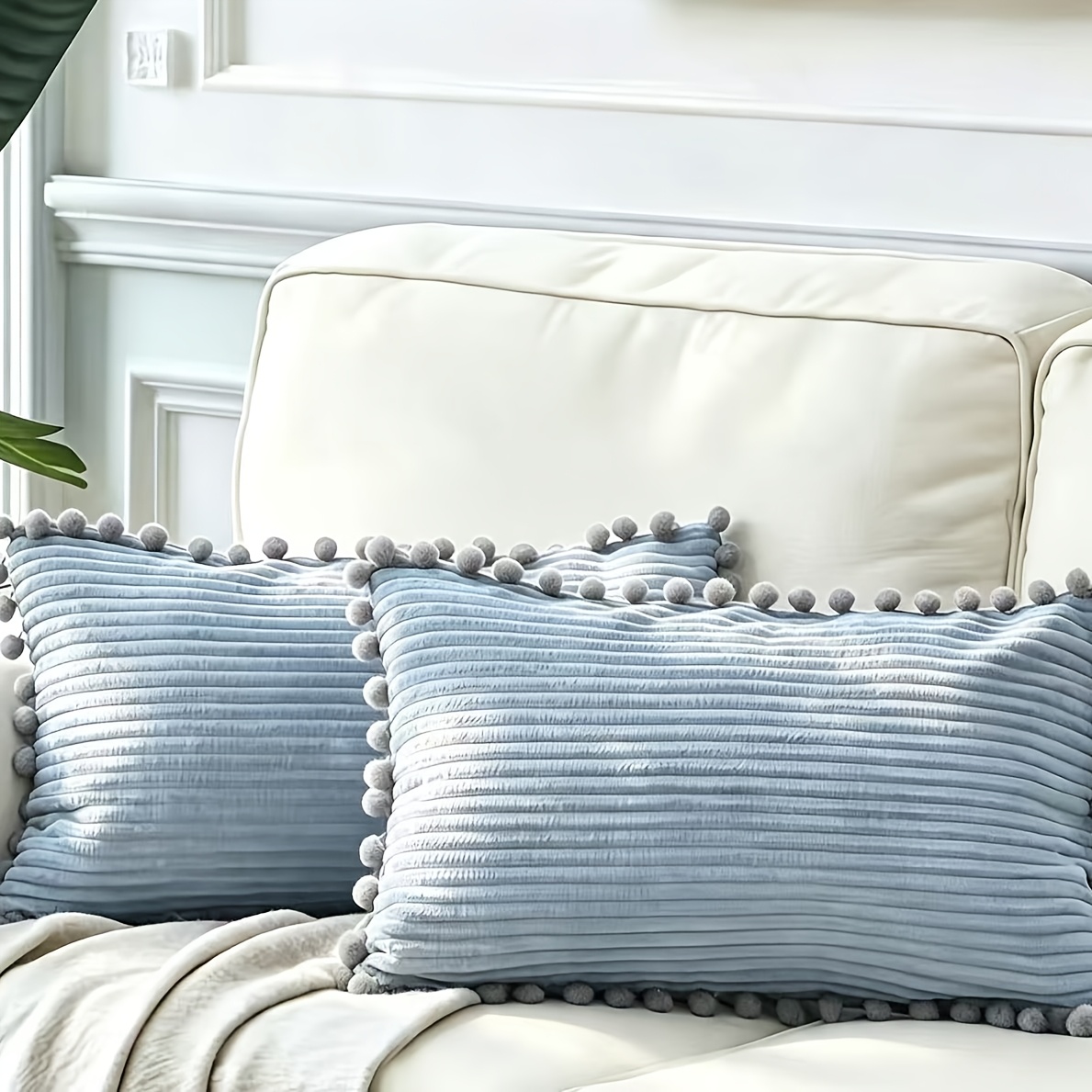 TEMU [] 2 Packs Lumbar Decorative Pillow Covers 14x24 Inches With Tassels, Suitable For Sofa Bedroom Sofa, Farmhouse, Soft Velvet Rectangular Cushion
