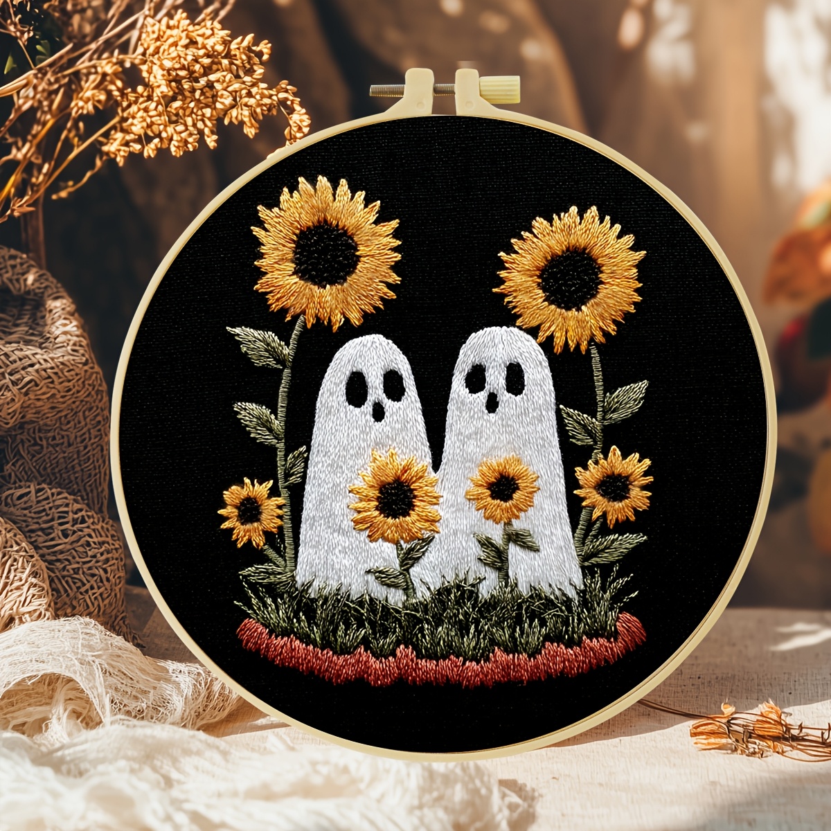 TEMU Jozysh Embroidery Kit, 20x20cm/7.9x7.9inch, Halloween Pattern, Handmade Art Craft, Suitable For Adults And Beginners, Includes Printed Water