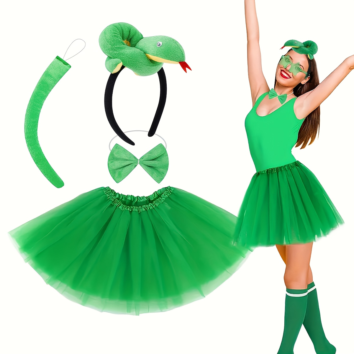 4pcs set cute green snake costume accessories 3d green snake - Temu United  Arab Emirates