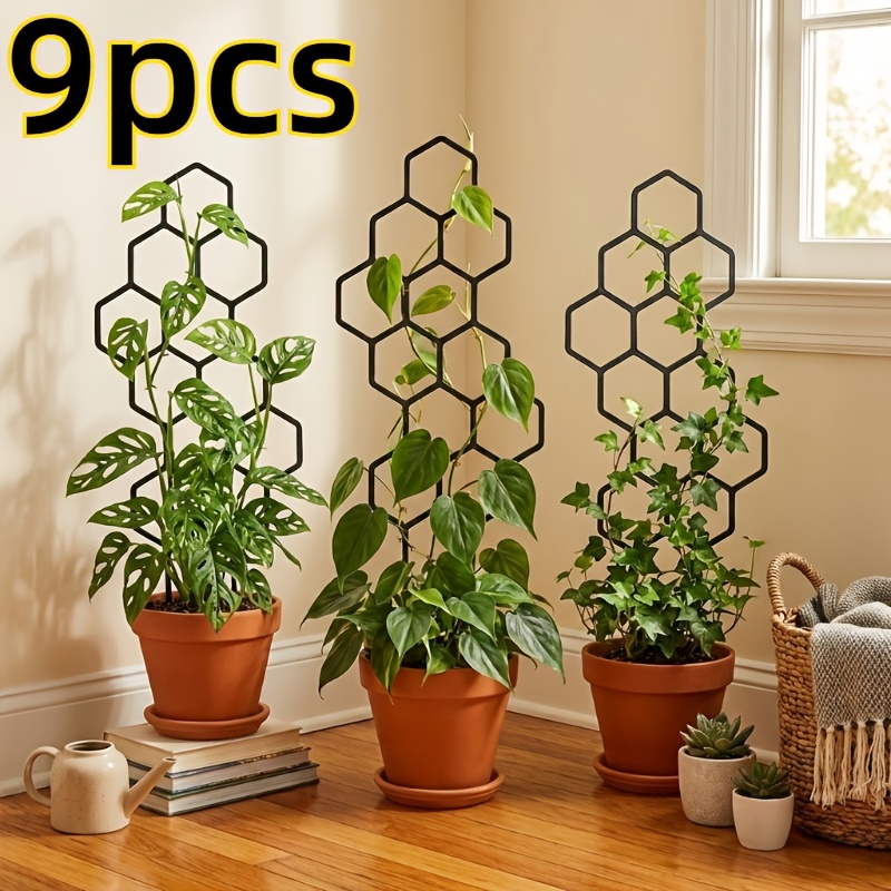 TEMU Un ensemble de 9 pièces, mesurant 14,96 pouces x 5,91 pouces, conçu cadre de support pour plantes grimpantes de . Fabriqué à partir de tiges en