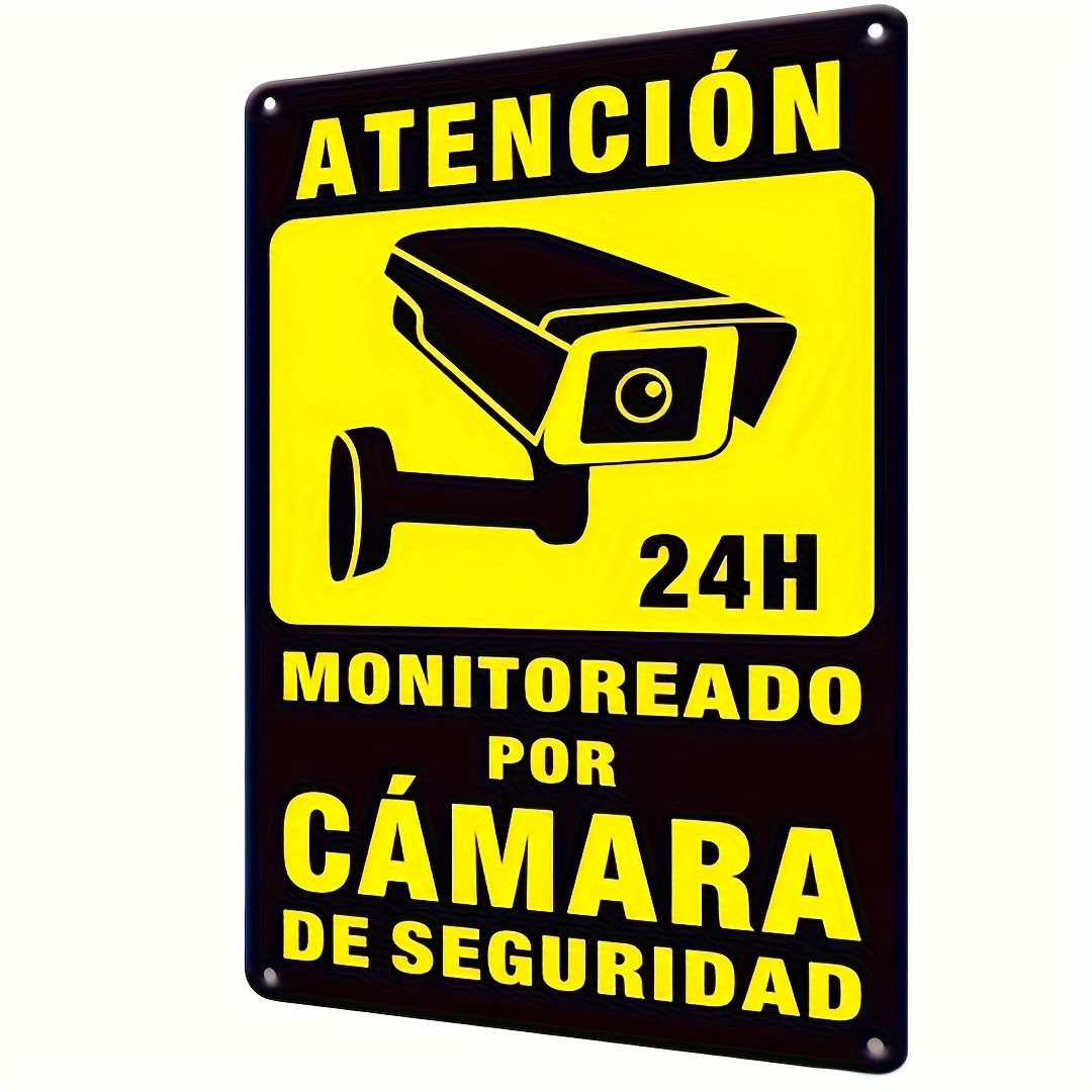 

1pc Security Camera Sign - 24-hour Surveillance Warning Metal Yard Sign, Wall Hanging, Multipurpose, Outdoor & Indoor Decor, English Language Warning For Cctv Monitoring