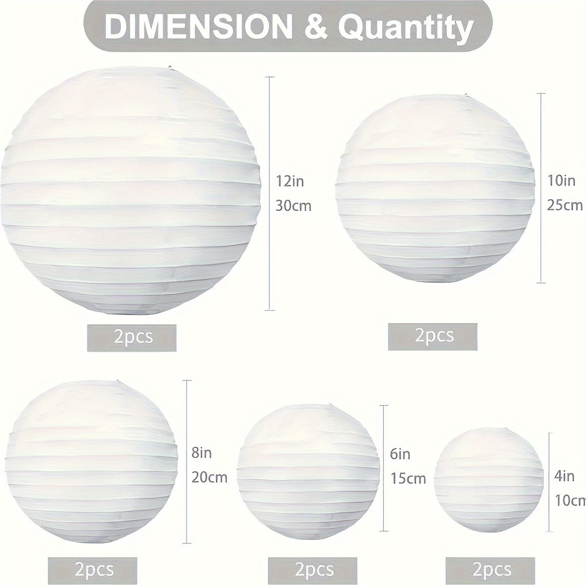 Image of 10pcs & 6pcs White Chinese Paper Lantern Decorative Balls For Weddings, Birthdays And Home Diy, Best For Christmas
