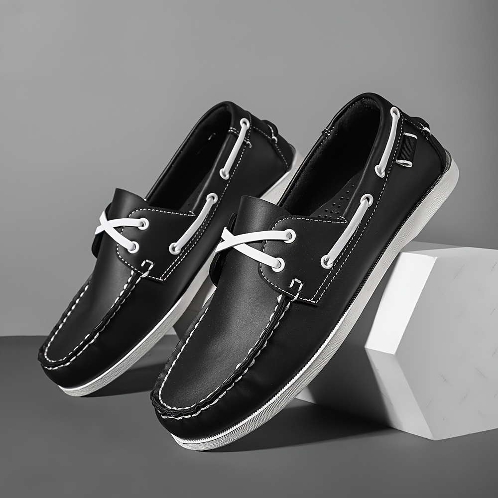 plus size mens boat loafers with pu leather   wear resistant slip on shoes for outdoor walking spring and summer details 12