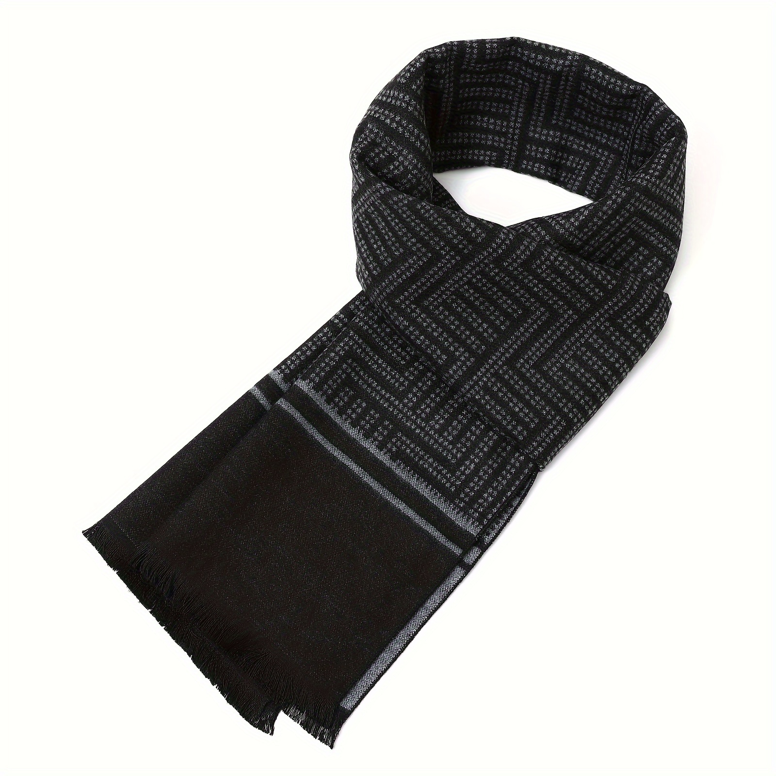 

Men's Business Negotiation Scarf 100% Polyester Printed Striped Long Scarf, Classic For Cold Weather, Fashion Windproof Snow Scarf, Soft Cashmere-like - Hand Wash/