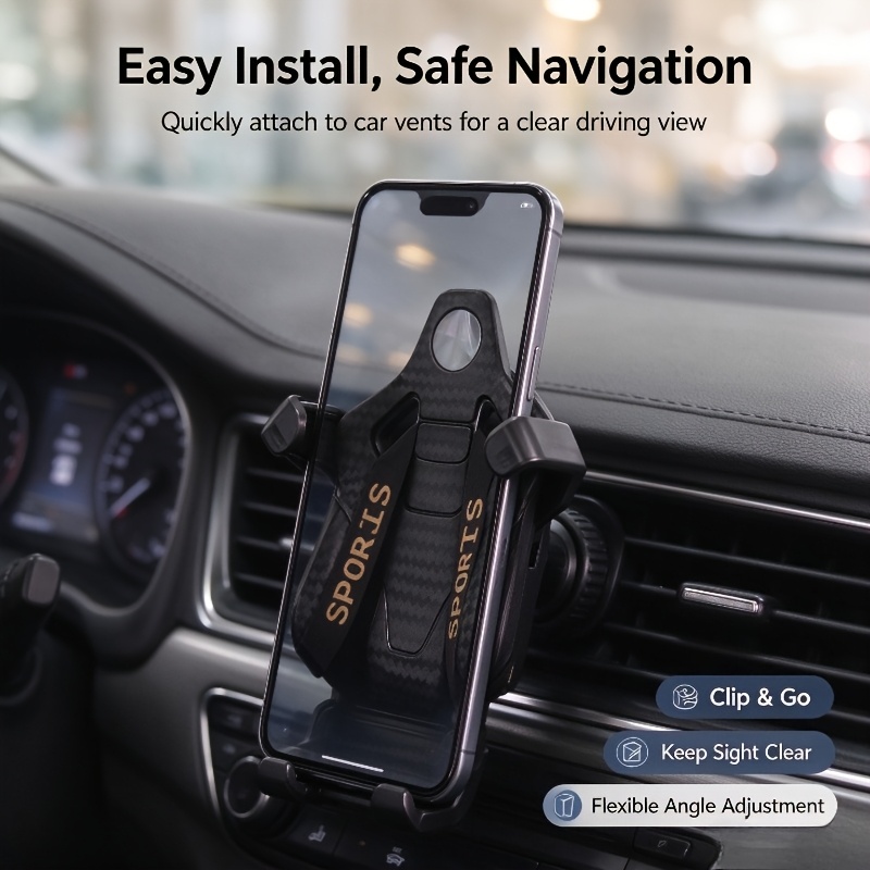 Racing Seat-Shaped Car Phone Holder, Designed for Car Air Vents, Trendy And Strong Carbon Fiber Texture, Ideal for Car Modification Atmosphere