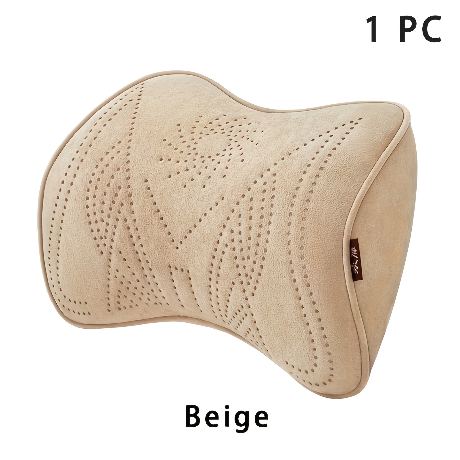 TEMU New 4-season Universal! Suede Cloud-feel Memory Foam Headrest & Lumbar Support Set, Light Luxury, Skin-friendly, Breathable