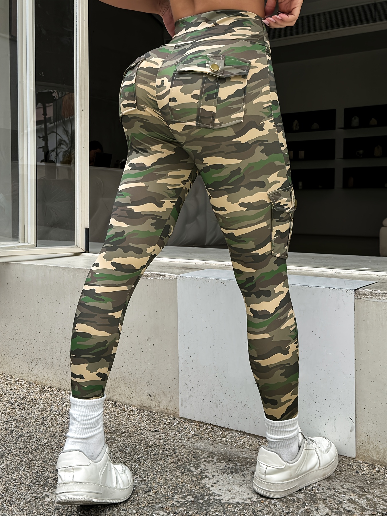 leggins entrenamiento bolsillos tipo carga en estilo Temu Spain