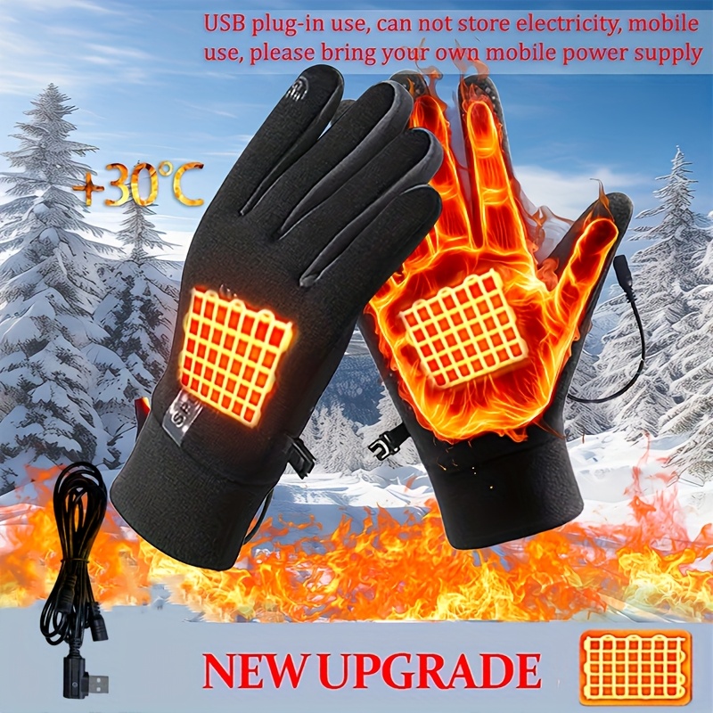 STNY Smart Heating Gloves USB-Powered with 3-Temperature Settings, Real-Time Heating, USB-Powered Hand Warmer for Skiing, Snowboarding, Commuting - Battery-Free Operation, Plug & Play (Compatible with Smartphones/Tablets/Laptops)