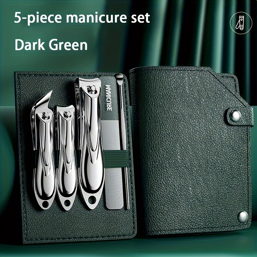 

5 In 1 Stainless Steel Manicure Set, Classic Style Nail Clipper Kit With Obliqueedged Clippers, Grooming Kit For Thick Nails & Ingrown Toenails, Ldealgift For Relatives & Friends, Travel-friendly