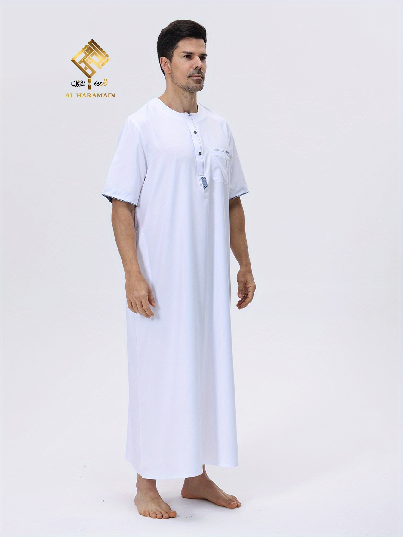 * 2025 New Muslim * Casual Arabic *'S Long Robe with Short Sleeves, Elegant  Arabic Robe for * - Soft Long Sleeve Prayer Gar*t, Machine Washable,  Suitable for *