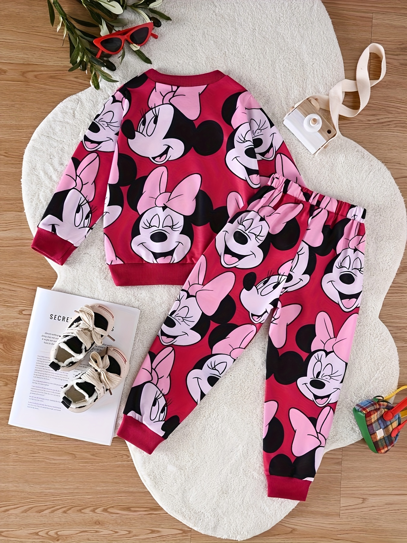 Officiële Disney Mickey Mouse Print Meisjes Lange Mouw Hoodie & Jogger Set - Rekbare Casual Herfst/Winter Outfit met Elastische Tailleband