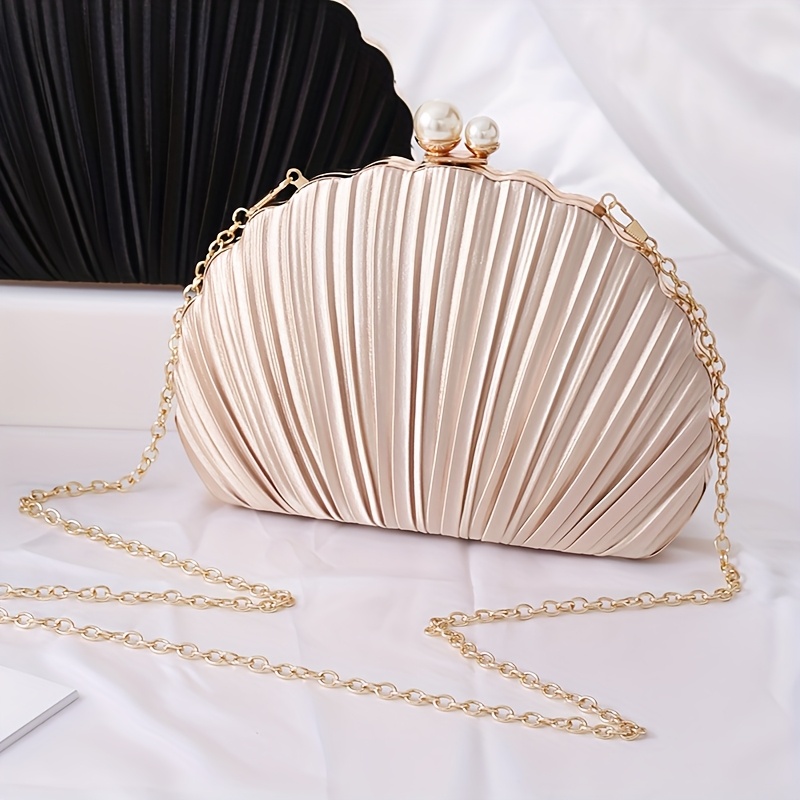 Evening Bag with Pleats and Pearls, Stylish Bridal Accessory