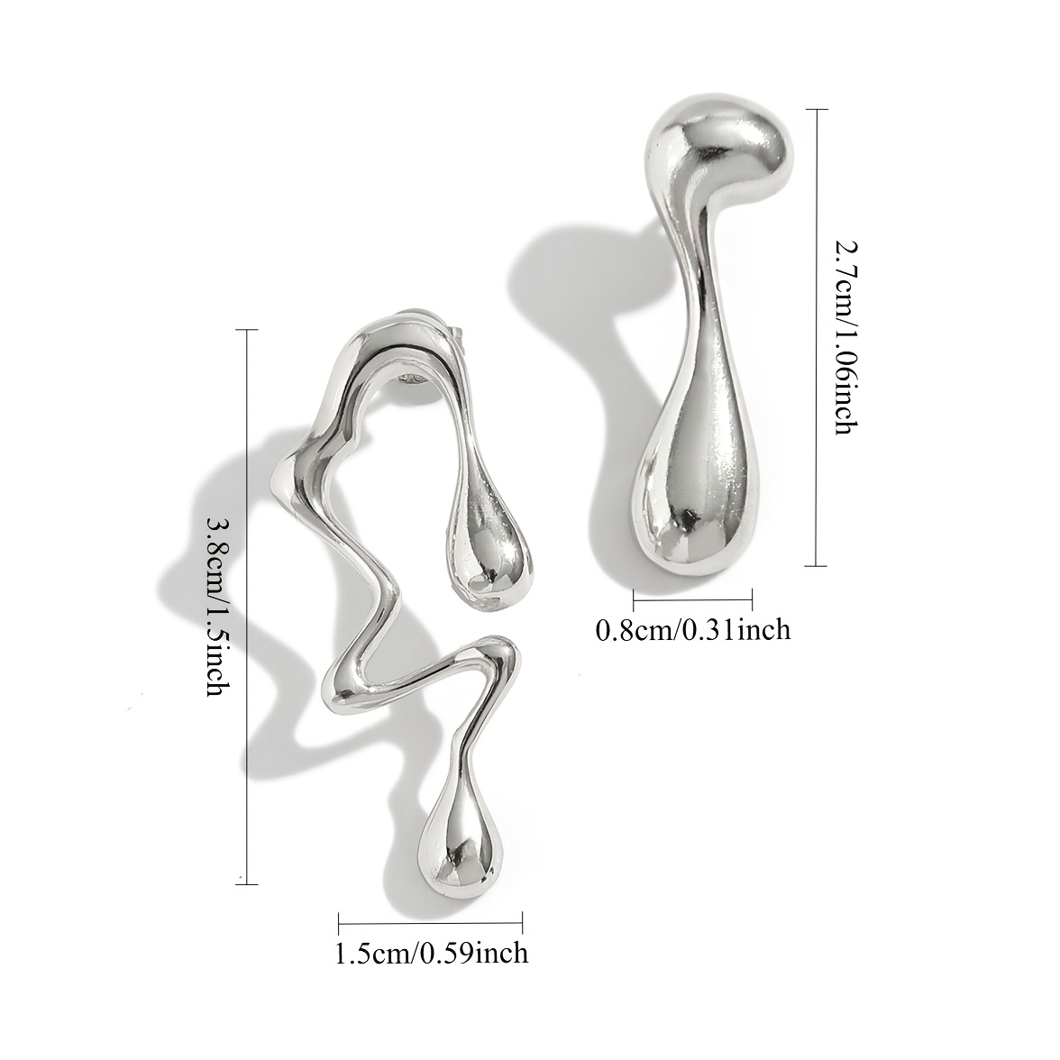 Women's Asymmetrical Teardrop Stainless Steel Earrings