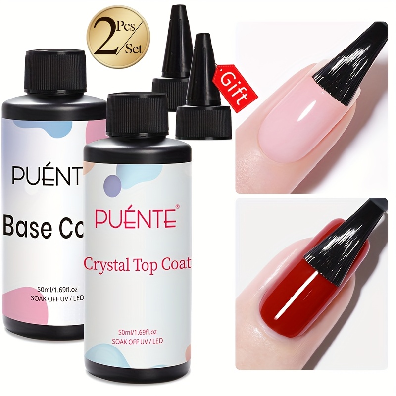 Image of 2pcs Puente Gel Nail Polish Base & Suitable For Sensitive Nails, Hypoallergenic / Soak Off Polish With Coat, Long-lasting Shine For Diy At Home, Gift For Women (/ Required)