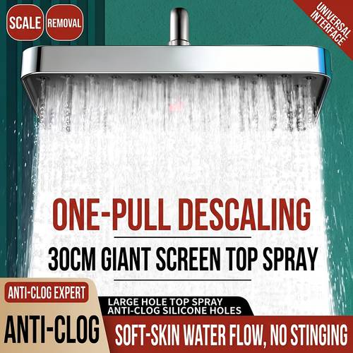 item picture 1pc silvery black grey high pressure shower head square booster head shower head g1 2 universal interface large spray household bathroom shower head