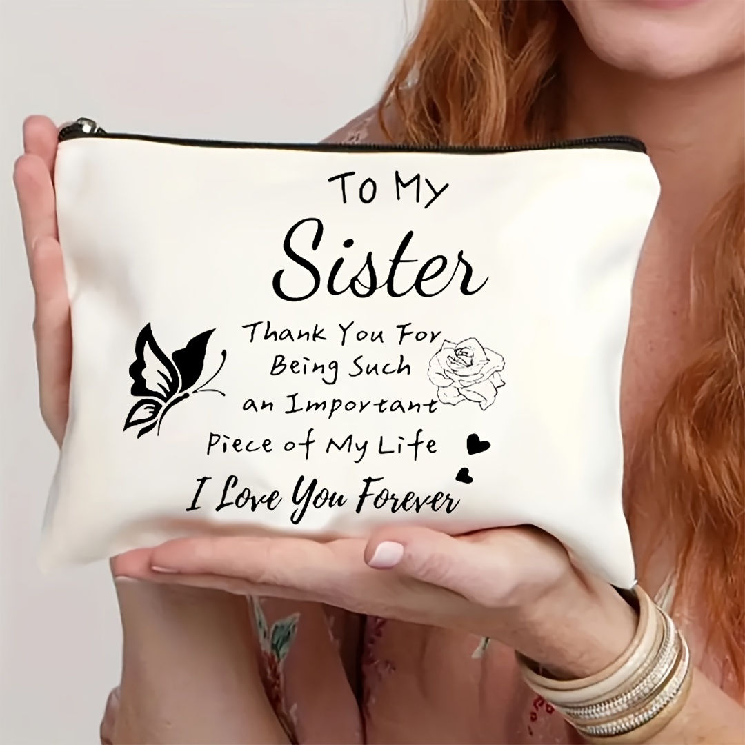 TEMU 1pc, Sisters Cosmetic Bag, Friendship Cosmetic Bag, Best Sisters Cosmetic Bag, Multi-functional Portable Wash Bag, Cosmetic Storage Bag, Travel