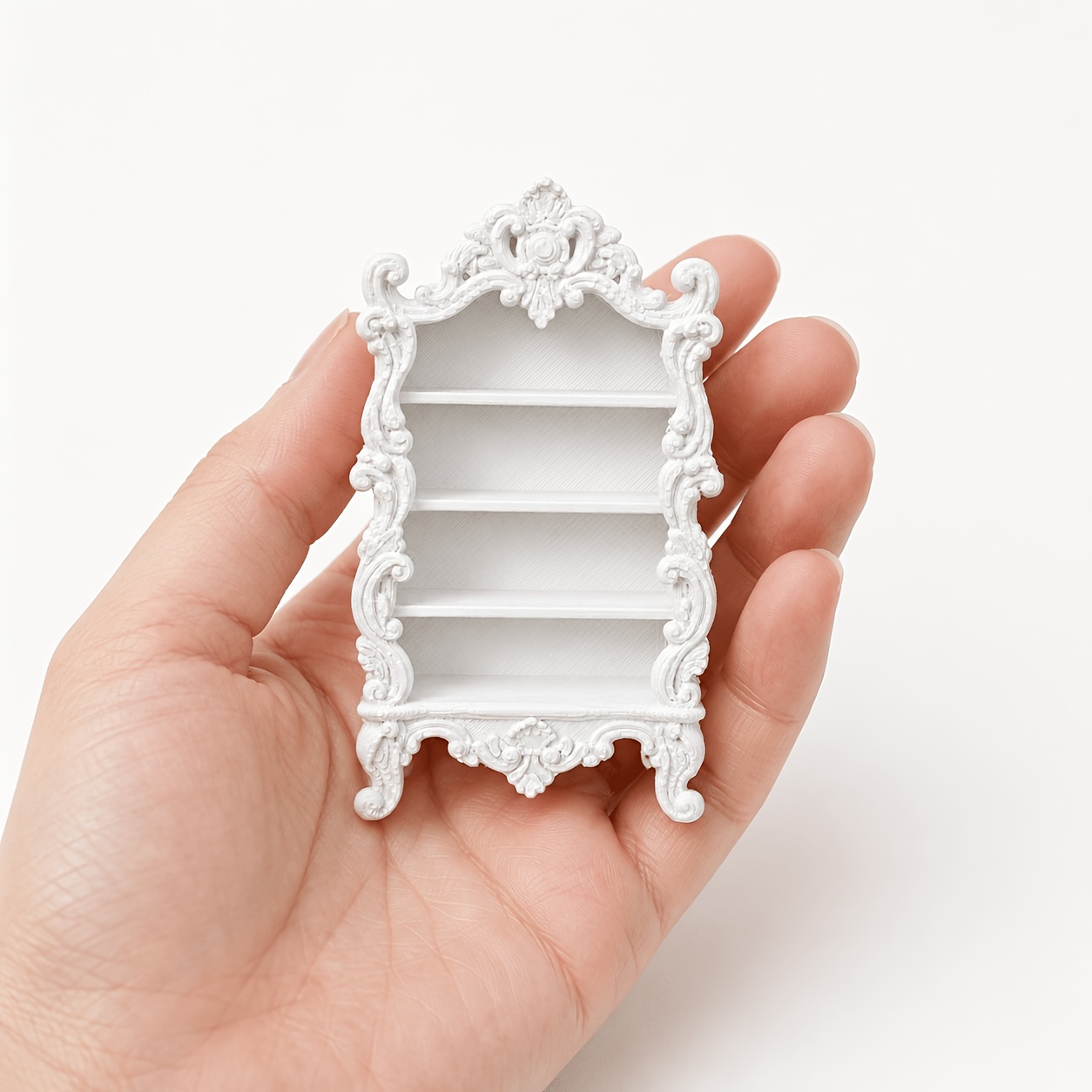 TEMU 1pc Miniature European-style Lace Display Stand, Dollhouse Bookshelf Display Cabinet, Suitable For Bedroom Vanity, Study, Living Room, And Other