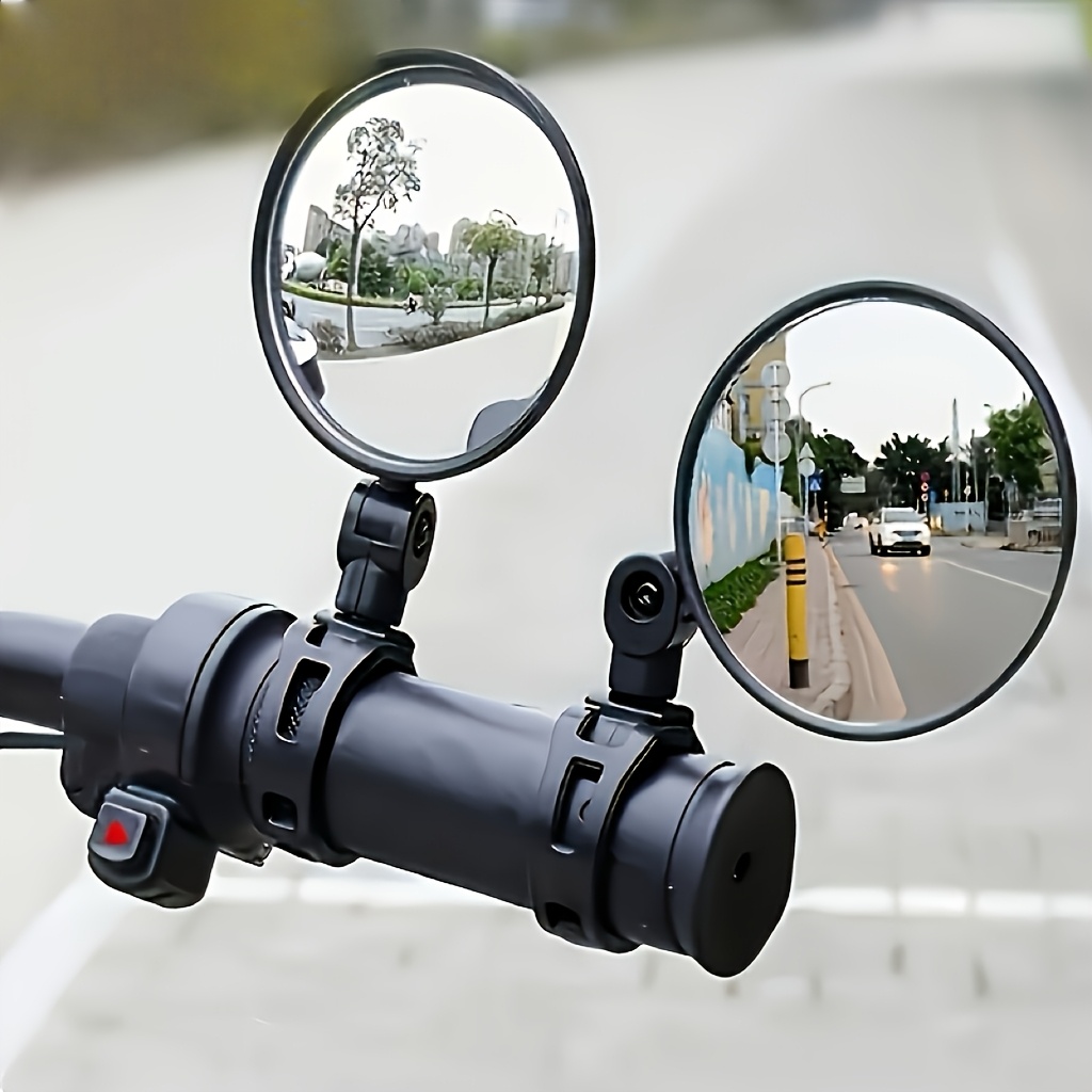 TEMU 4pcs (2pcs Black Mirrors And 2pcs Black Straps) Adjustable Universal For Various Models - 360ยฐ Rotatable Anti-shake Bicycle/motorcycle Rearview