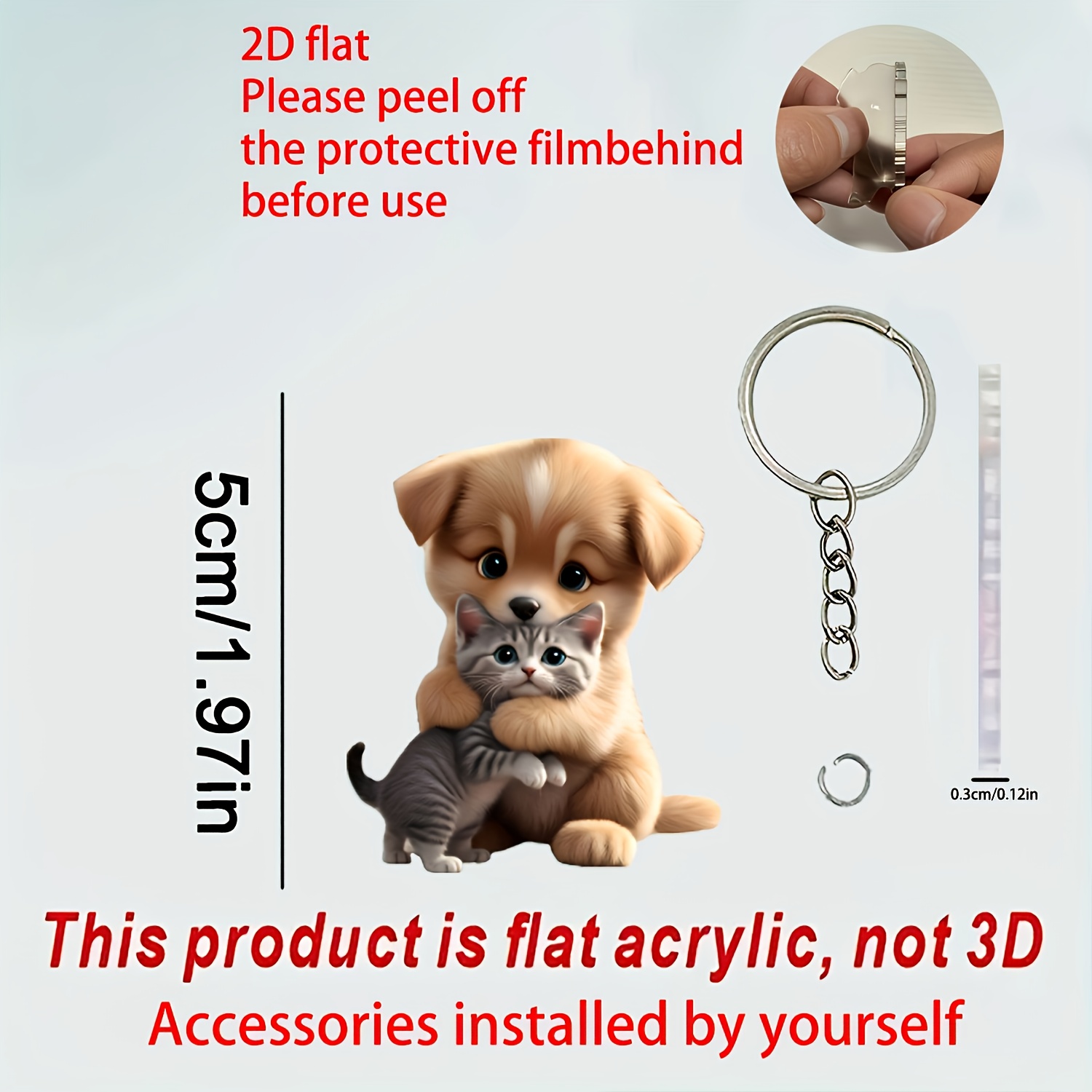 2d Flat, Cute Acrylic - -sided Charms Suitable For Car Mirror Decor, Keychains, Backpack - Elegant Gift For Easter, Mother'/father' Day, 2d Flat