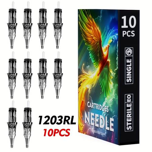 professionele tattoo naalden 10st, volledig geüpgraded voor een vloeiende ervaring, eenvoudig te installeren, gelijkmatige kleuraanbrenging, compatibel met meerdere tattoo machines