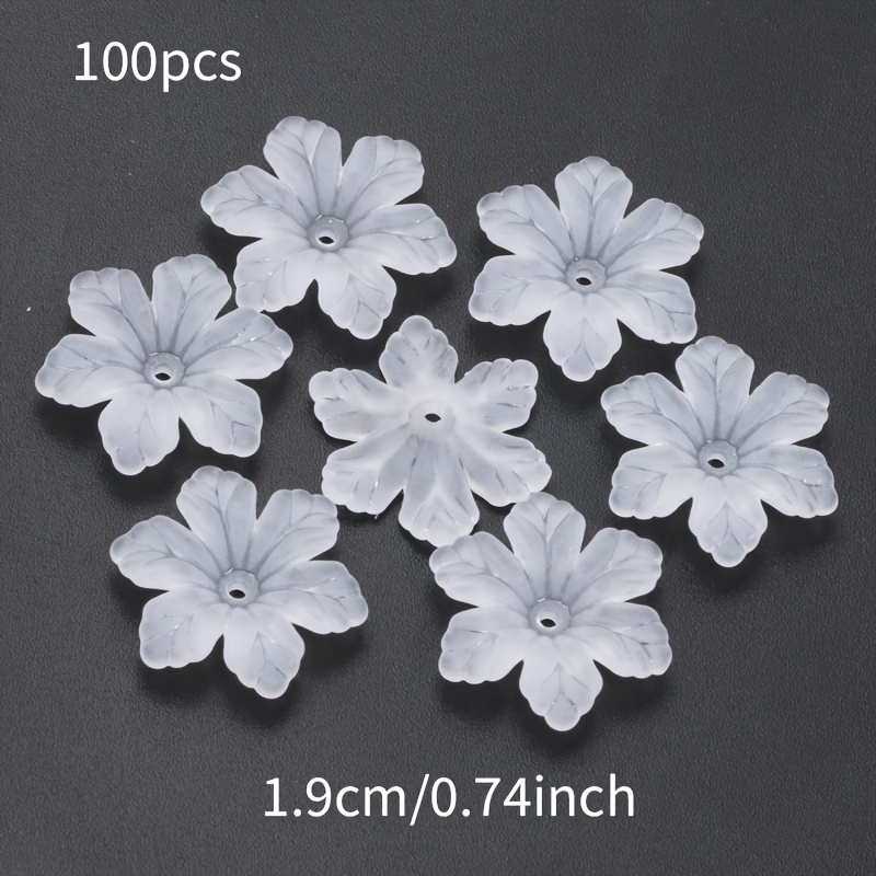 TEMU Base de Fleur à 100 Pétales 19/24mm en Acrylique Blanc pour la Création de Bracelets, , Boucles d'Oreilles et Charmes de Téléphone DIY, Idéal