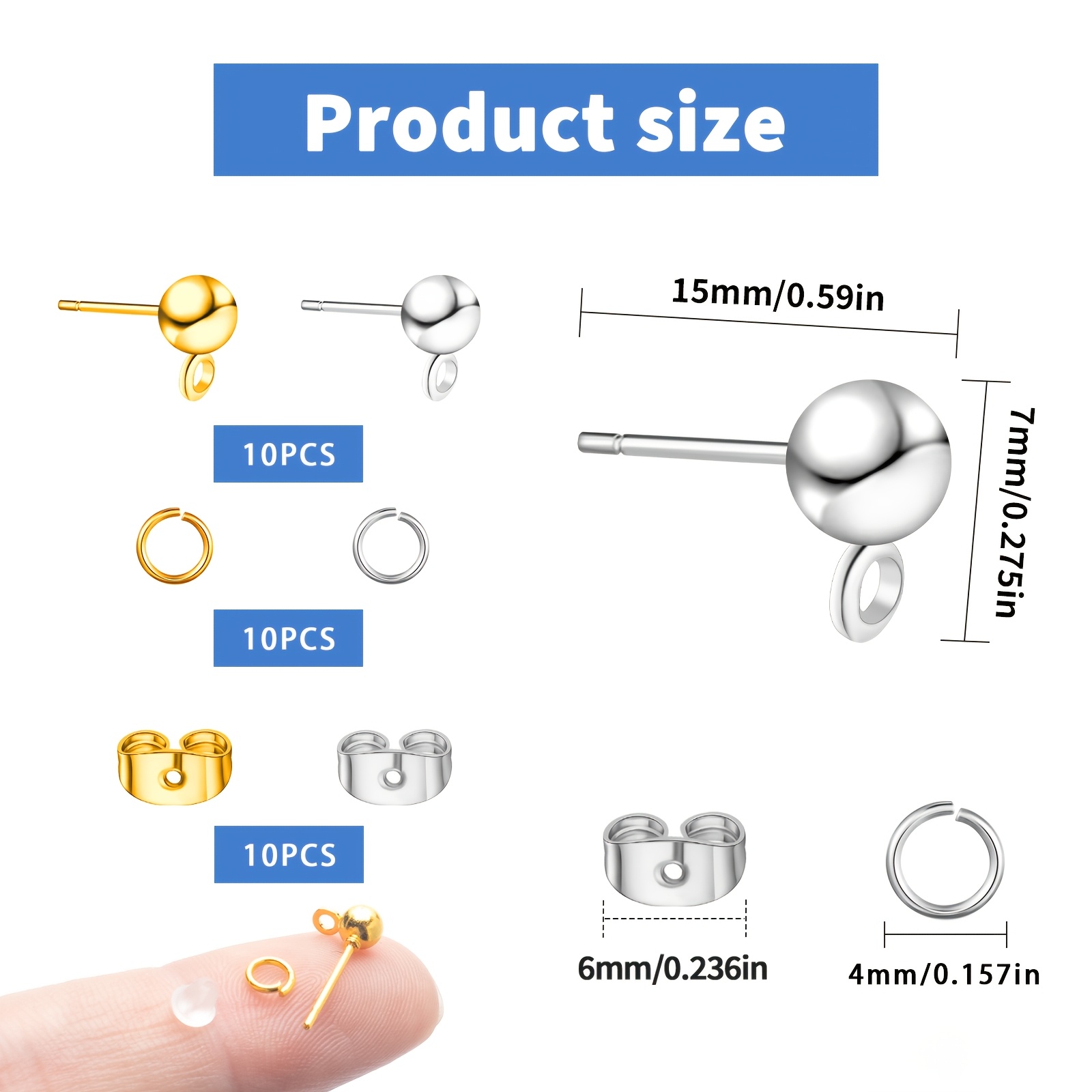 30pcs Earring Stud Additions with Posts and Jump Rings