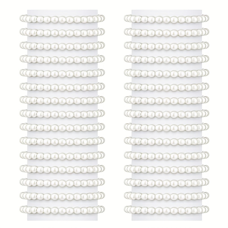 Image of Set Of 30 Pearl Bracelets Designed For Women, Ideal For Weddings. Bridal Bracelets Are Elastic And Perfect As Bridesmaid Gifts For Parties