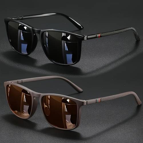 2er-set einzelne retro quadratische trendige futuristische brillen, unisex für , urlaub, outdoor-aktivitäten, sport usw., für das ganze jahr als geschenk