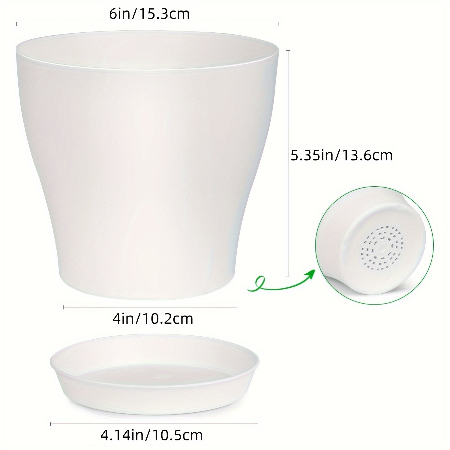 Casual Style Round Plastic Flower Pots Drainage Holes Indoor Temu