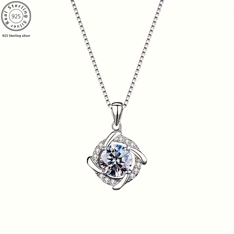 

0.8 Carat Diamond Pendant Necklace -925 Silver Plated Women's Fashionable Jewelry, Comes With A Box