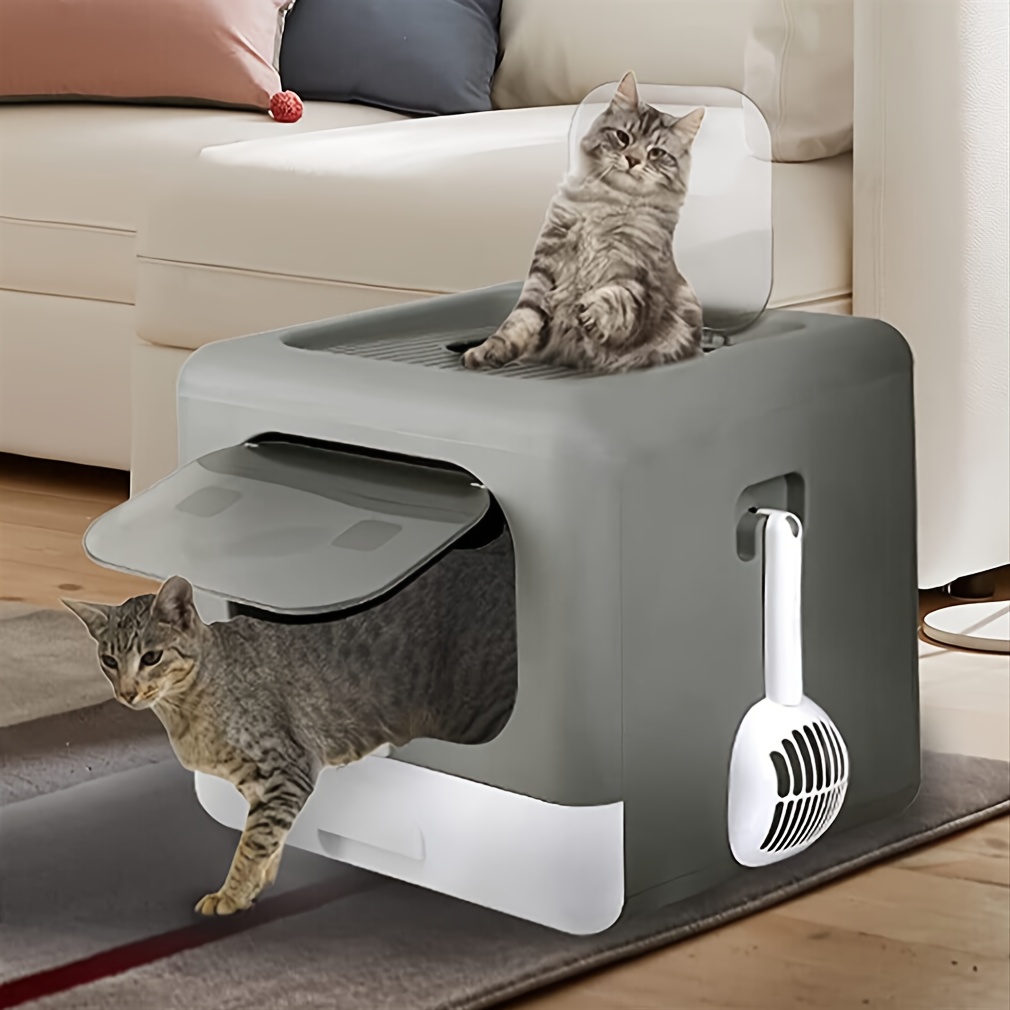 

Xxl Large Cat Litter Box Double Door With Scoop Fully Pull Out Drawer Kitten Box