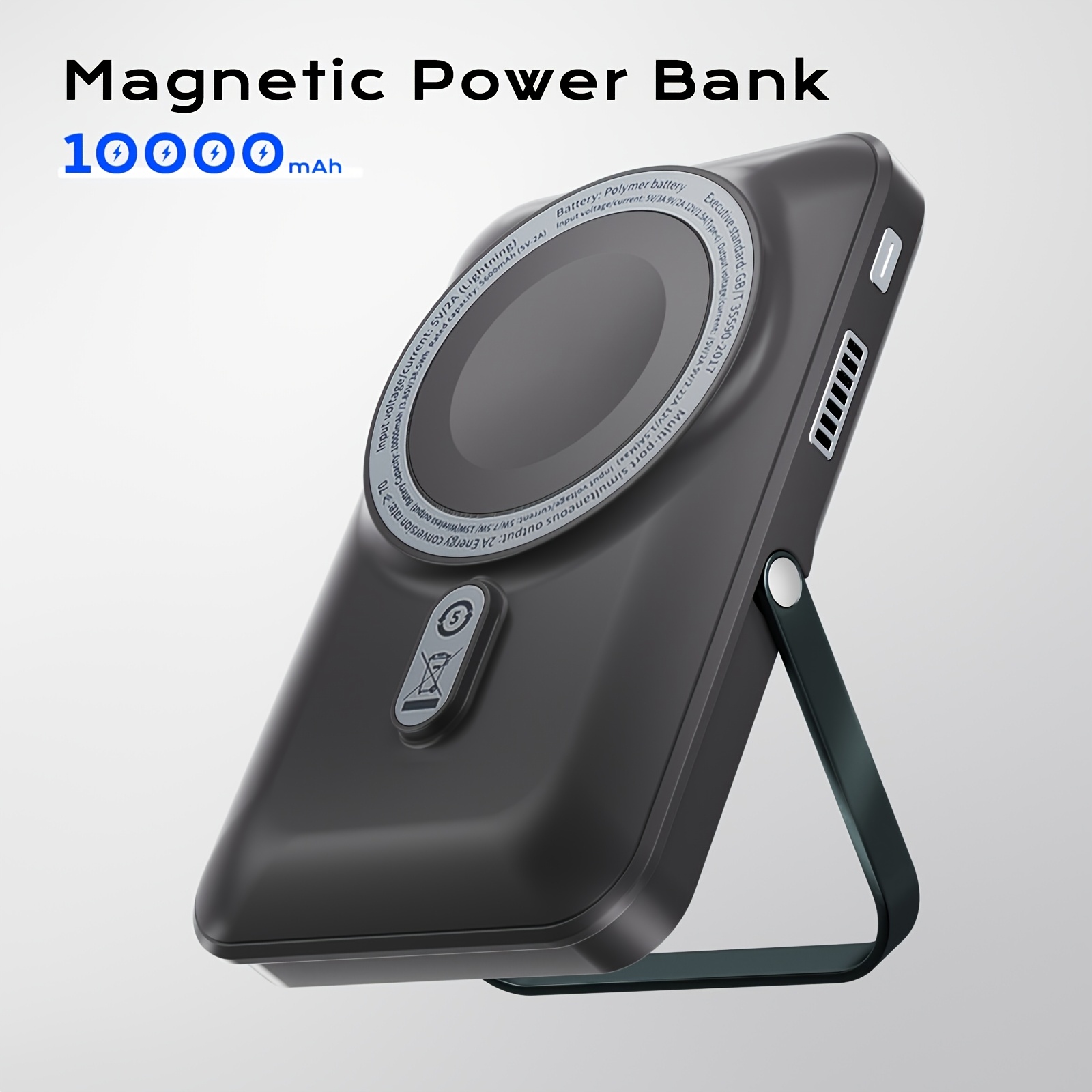 Image of Magnetic Battery, 10000mah Foldable Magnetic Wireless Portable Charger With Stand And Usb-c (on The Side), Iphone 17 Pro Max/17 16pro/16/ Plus/15 Pro/15 Pro Max, Iphone14/13 Serie