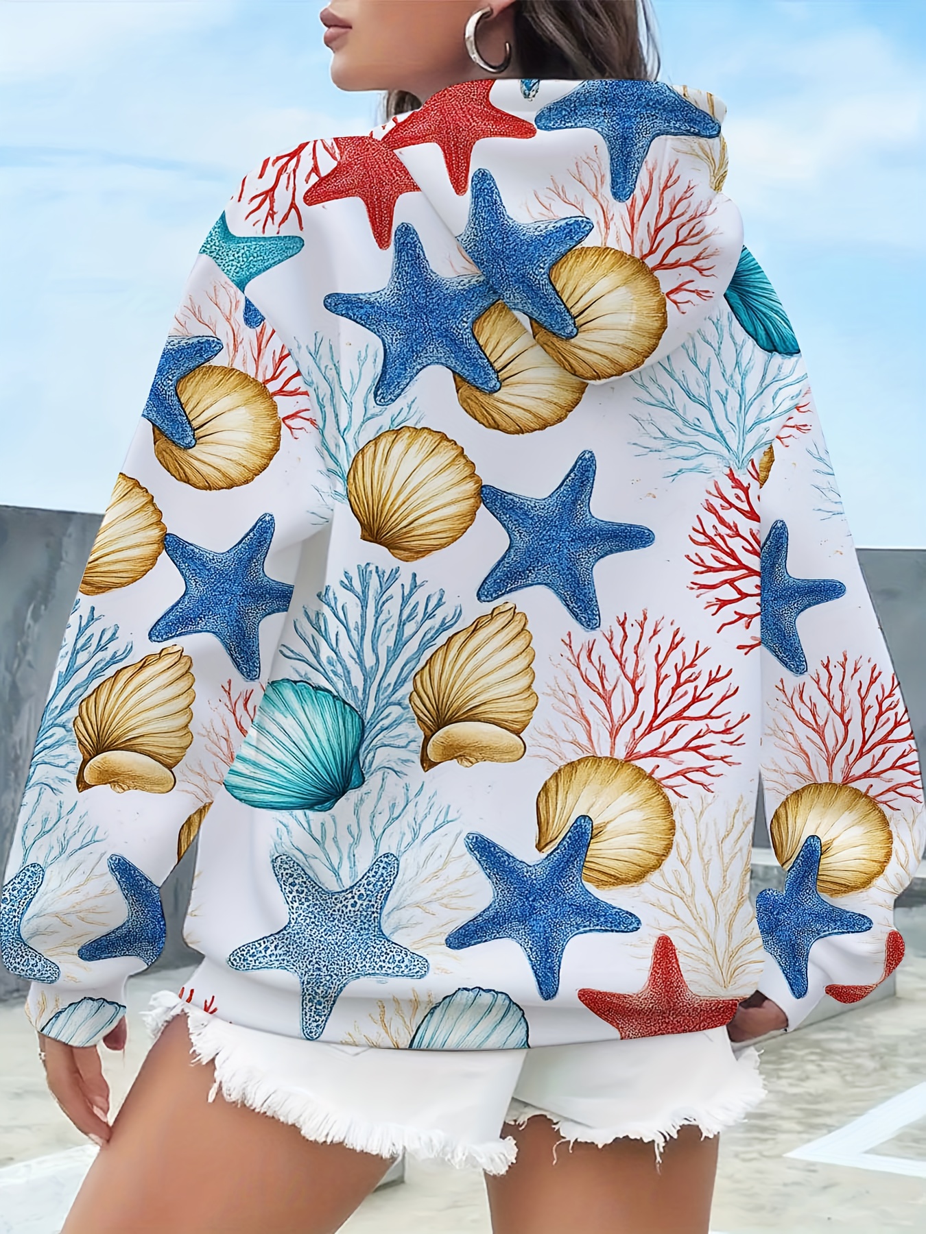 Women s Casual Jumper Featuring  , Shell and Coral Designs